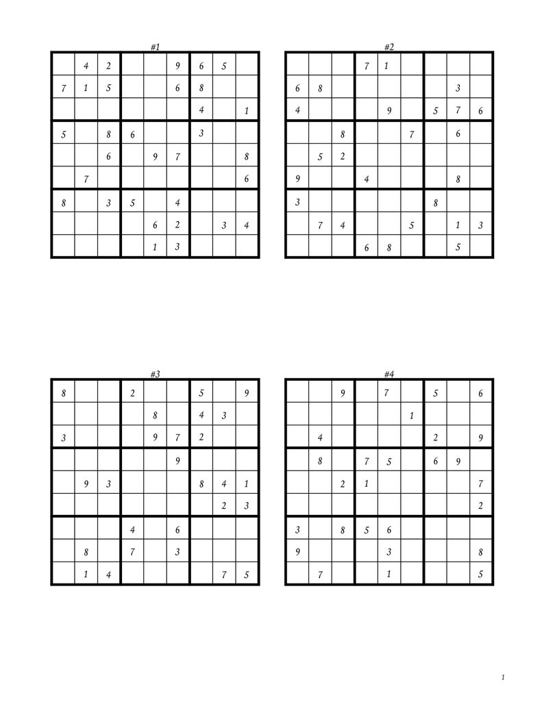 SUDOKU Normal 200 Sudoku With Solutions 9x9 / Printable - Etsy
