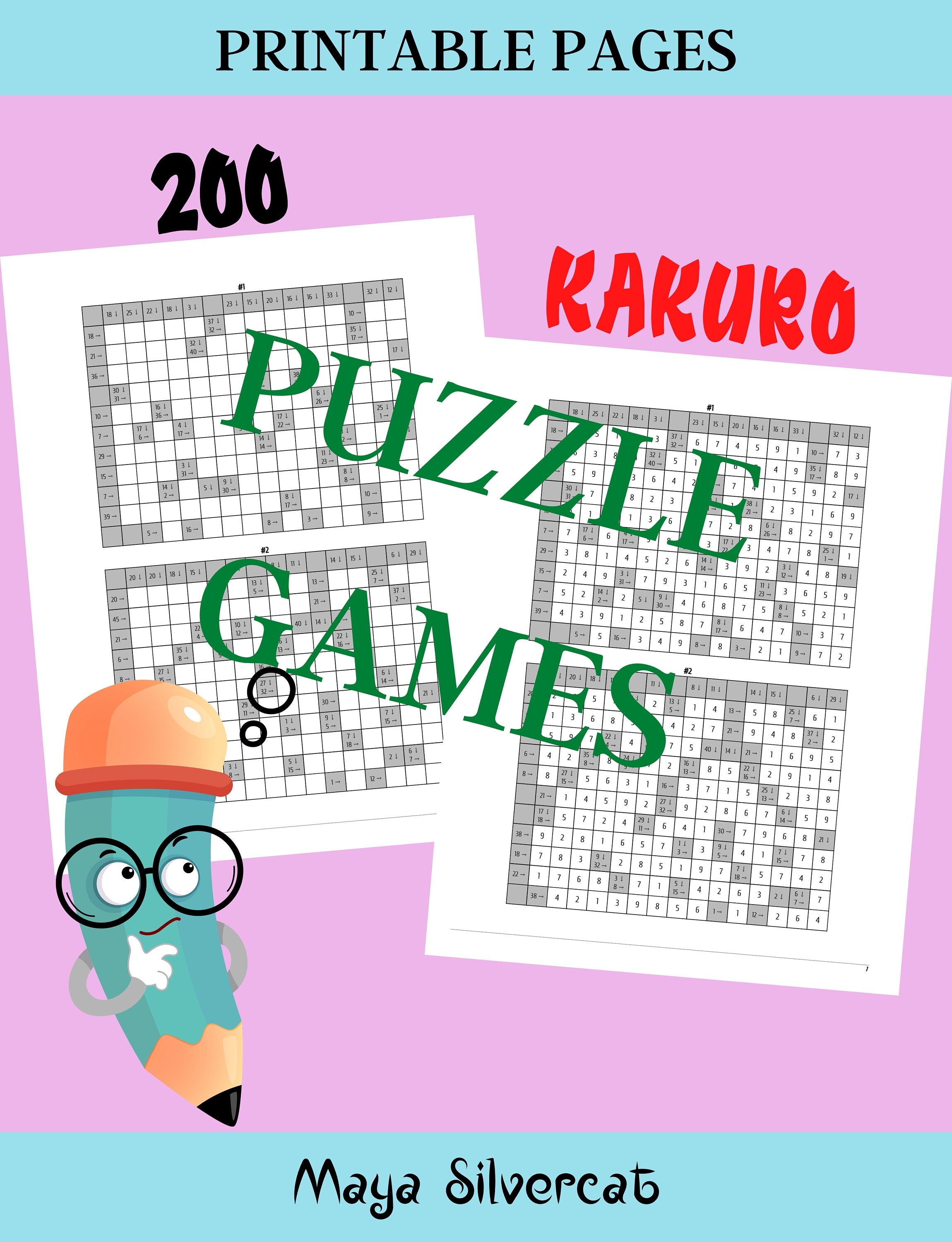 200 Kakuro Puzzle Games With Solutions / Printable Pages / Instant ...