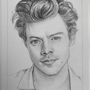 Portret in opdracht van foto&#39;s, realistische zwart-wit potloodtekening