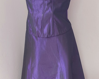 Vintage deep purple taffeta gothic steampunk alternative corset top and skirt.