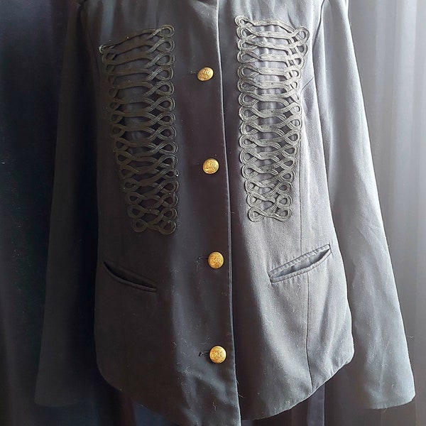 Vintage style Black military style steampunk gothic alternative jacket.