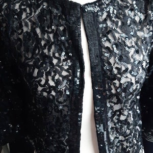 Vintage sequin beaded gothic tux coat bolero jacket.