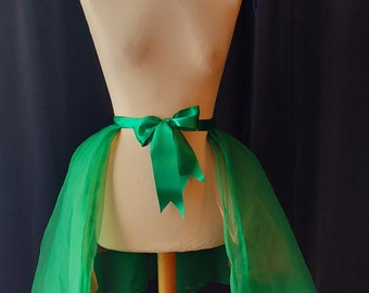 Handmade green tulle dancing tie on bustle skirt with matching ribbon.