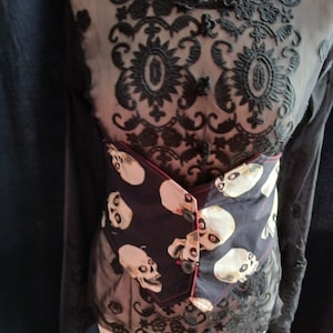 Vintage style handmade skull black gothic steampunk  corset style waist belt