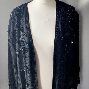 Vintage gothic black beaded long top jacket.