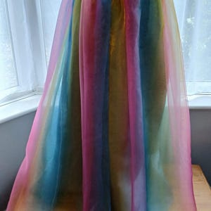 Blue sheen rainbow bustle skirt