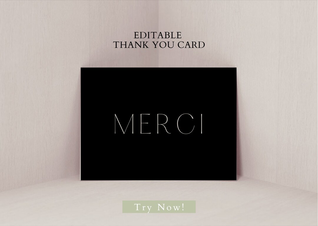 EDITABLE Luxury Thank You Card Template, Minimal Business Thank You ...