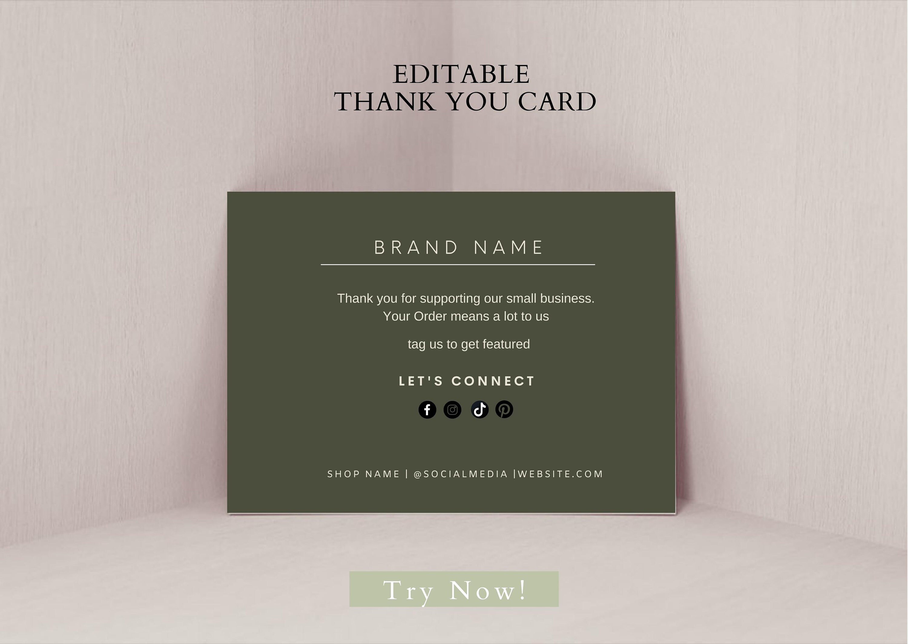 EDITABLE Luxury Thank You Card Template, Minimal Business Thank You ...