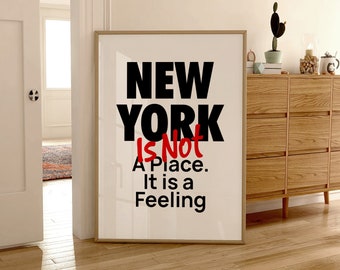 new york is not a place typography new york wall art saying minimal poster nyc wall decor trendy new york art print retro printable
