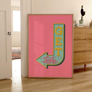 Get Lucky eclectic gallery room decor black white cute wall art prints trendy maximalist wall art decor aesthetic for dorm or bedroom