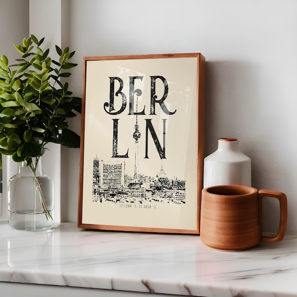 berlin landcsape wall art vintage poster art print berlin city scape living room picture decoration berlin travel printable