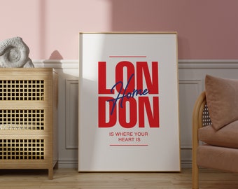 trendy poster london wall art eclectic room decoration aesthetic y2k printable maximalist retro poster for dorm bedroom decor london quote