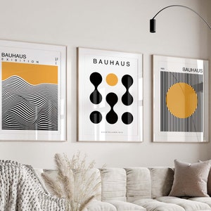 Bauhaus Conjunto de 3 arte de pared impresión Bauhaus Boho arte de pared para la decoración del dormitorio Bauhaus cartel pared arte mediados de siglo moderno arte de pared descarga digital