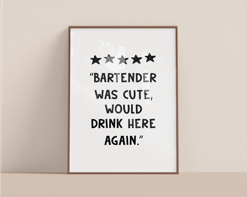 Bar Cart Print Bartender Was Cute Kitchen Wall Decor Digital File