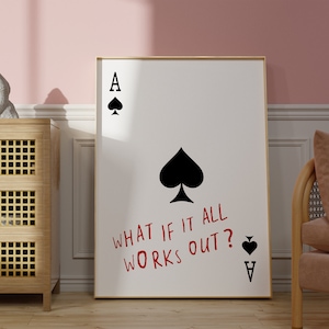 playing card wall art trendy retro poster bar cart decor print for gift kitchen aesthetic ace of spades print decor modern home gallery