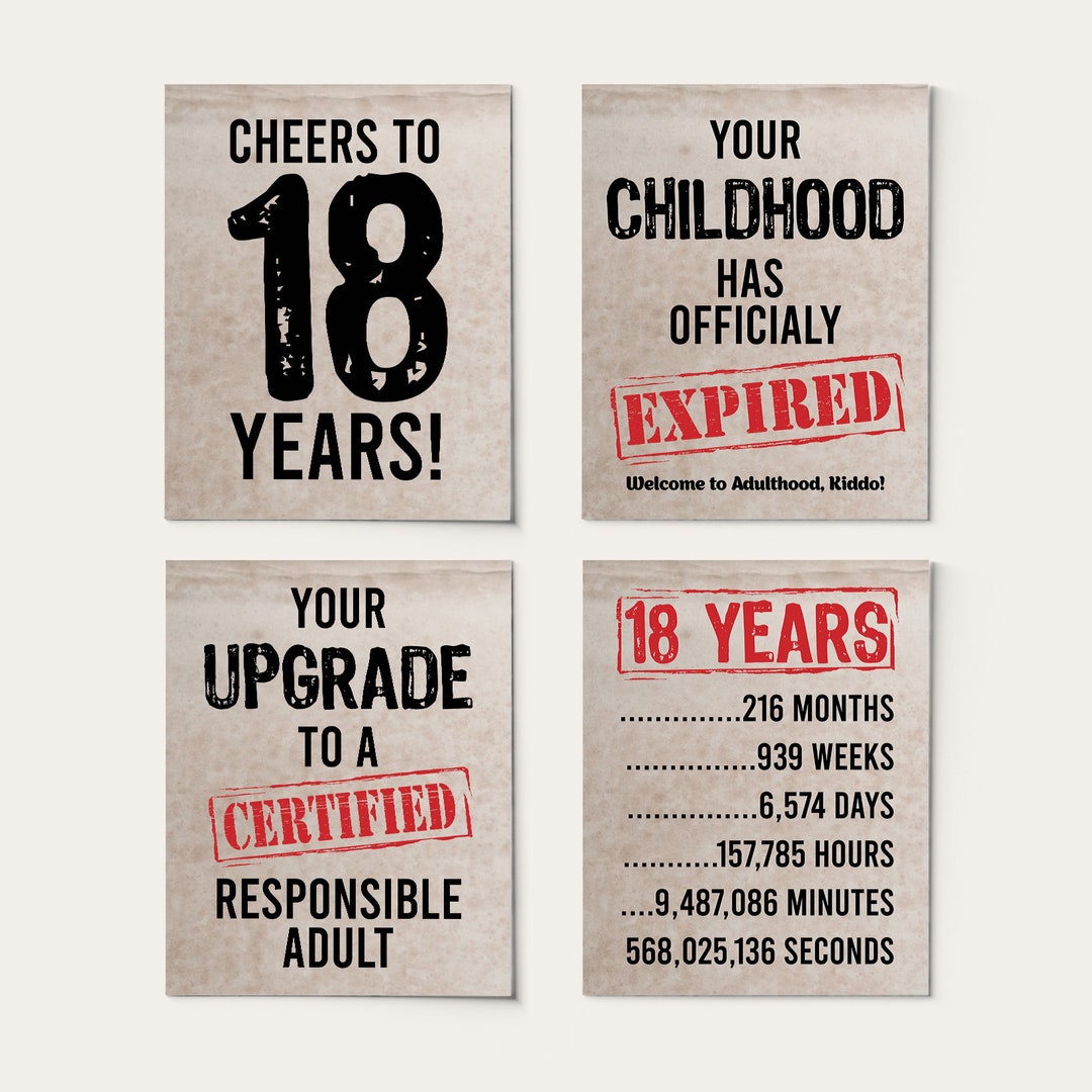 18th Birthday PRINTABLE Signs Cheers to 18 Years PRINTABLE - Etsy