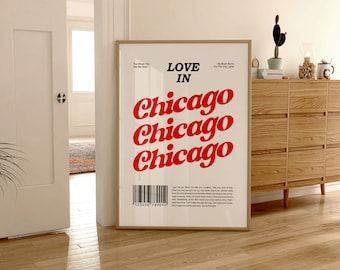 Chicago Newspaper Art Print: Vintage Minimalist Landmark Poster (Digital Download)