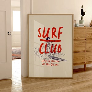 surf girl wall art print poster funny surfing sea surf club ocean art cute modern beach decor printable wall art for surfer coastal decor