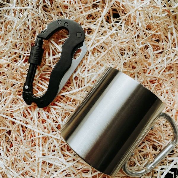 Double-Wall Mug & Carabiner with inbuild knife