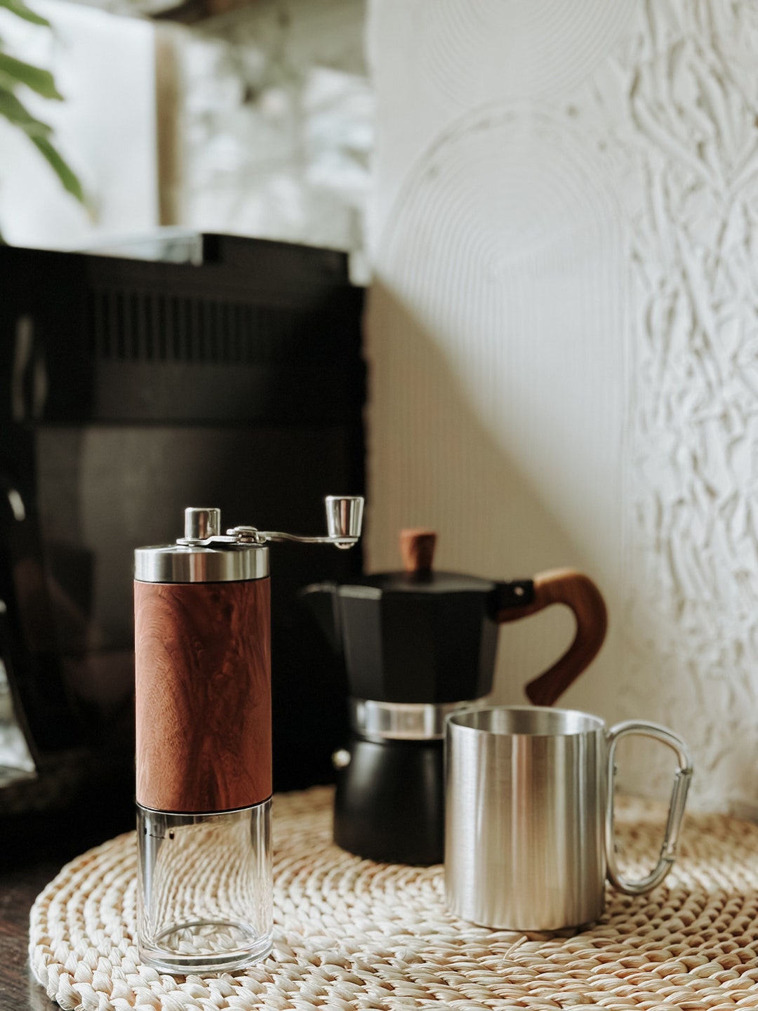 Camp Coffee Kit Hike, Grind & Sip Perfect Gift for Hikers With a Coffee Mug, Espresso Maker and