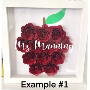 Teacher Apple Flower Shadow Box - Custom Shadow Box - Teacher Gift