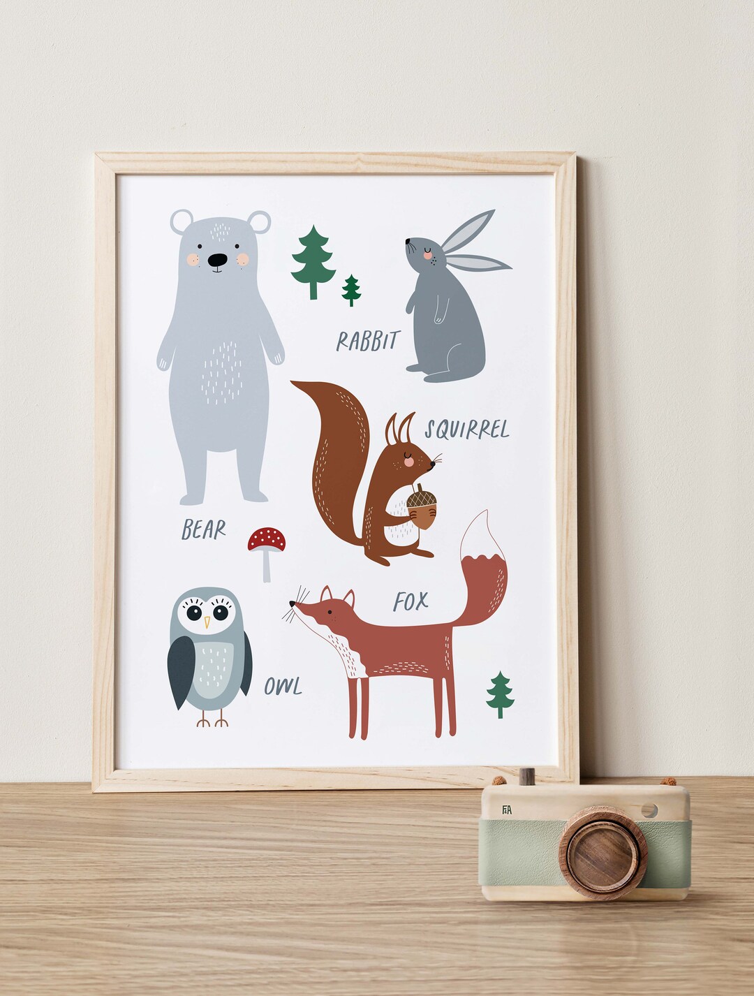 Woodlands Creatures Print Nature Chart Nursery Print Etsy