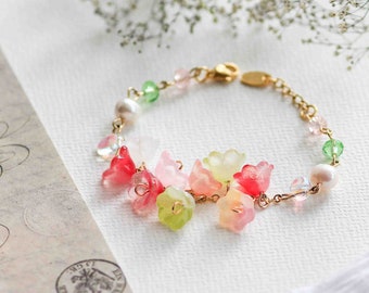 Cottagecore Bracelet, Bell Flower Bracelets, Gift Under 40, Elegant Jewelry, Gift For Her, Fairycore Jewellery, Cute bracelet