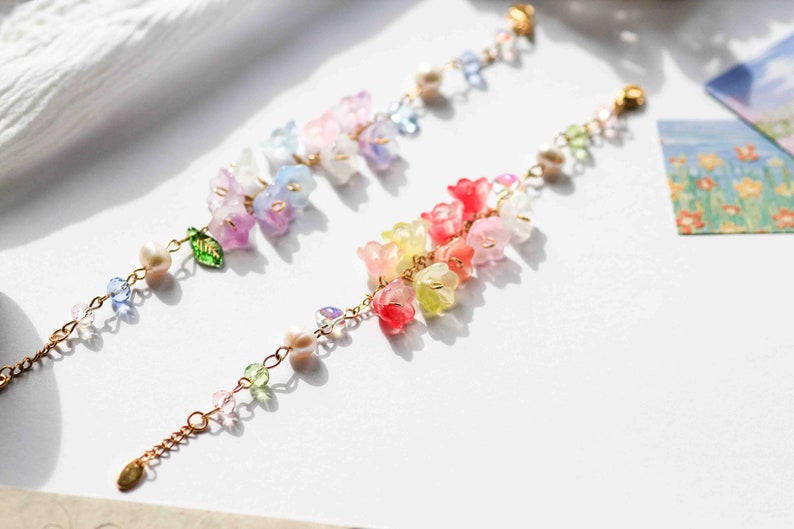 Cottagecore Bracelet, Bell Flower Bracelets, Gift Under 40, Elegant Jewelry, Gift For Her, Fairycore Jewellery, Cute bracelet image 6
