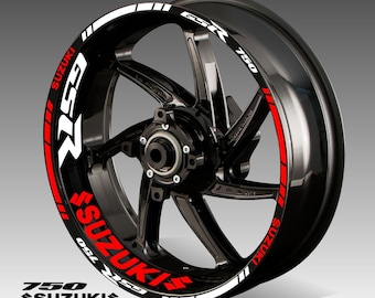 PuLaif Stripe Stickers For Suzuki GSX-R750 Gsxr 750r Motorcycle 17 Inch Wheel Hub Decal Decorative Rim Reflective Sticker (Color : E - Foto 12