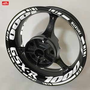 Suzuki GSXR 1000 Logo Wheel Stripes And Decals Set In White Color - Foto 14