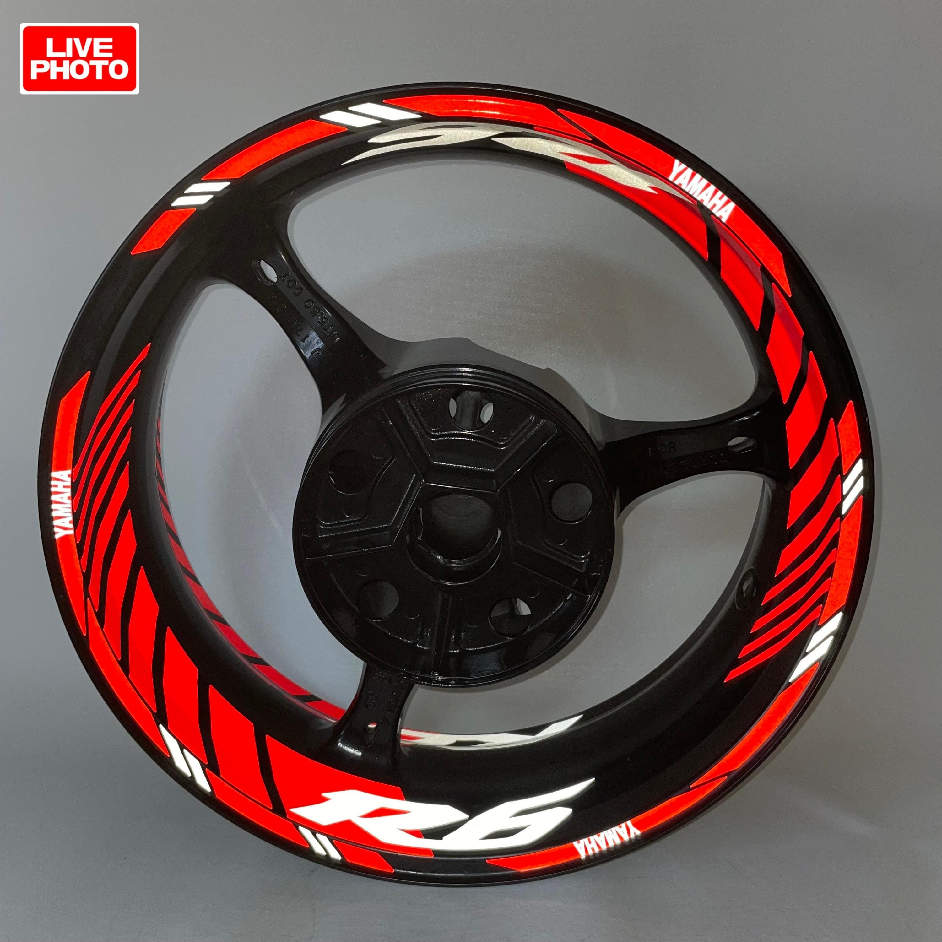 Calcomanías Reflectantes Rojas Para Ruedas De Moto Yamaha - Rayas Pre-curvadas, Ideales Para Personalizar Y Aumentar Visibilidad