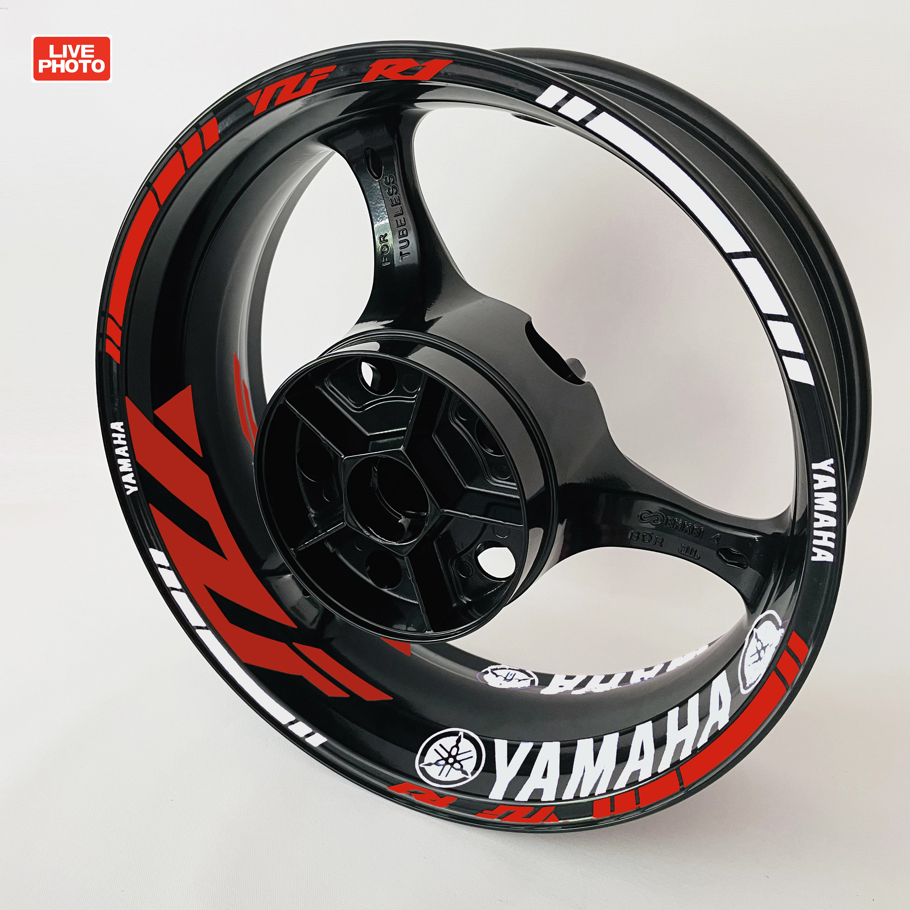 Décoration moyeu de roue pour Yamaha YZF R7 17 pouces moyeu de roue de moto  autocollant décoration YZFR7 autocollant réfléchissant (couleur : J) :  : Sports et Plein air