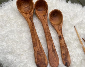 Soup ladle made of olive wood 35 cm + 30 cm + 25 cm / Ladle / Kitchen helper / Handmade / Natural product