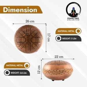 Musical Tongue Drum / Meditation Drum Beautiful Human Body Seven  Chakra Design  Carved in  Copper finish  10&quot;