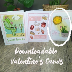 BONJOUR BEAU | Saint Valentin | bricolage | valentines drôles | amoureux des plantes | imprimez le vôtre | valentines mignonnes | carte illustrée | imprimable
