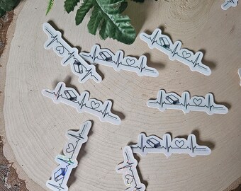 Holografische sticker Book Lover: leesgrage hartslag
