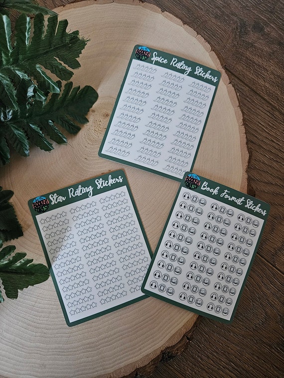 Book Journal Stickers: Star, Spice Rating & Book Format