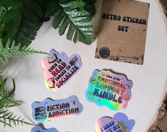Retro leesgrage holografische stickers: lezerscadeau, Kindle-stickers
