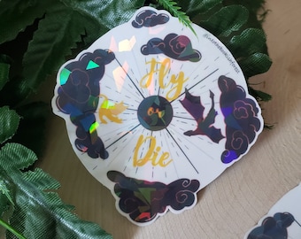 Fly or Die holografische sticker | Leesgrage drakensticker