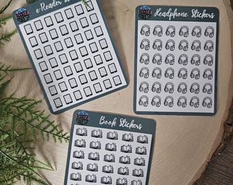 Book Journal Stickers: Audiobook, E-book, Physical Book Annotations
