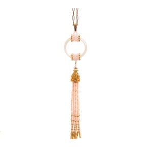 Light Pink Beaded Tassel Necklace