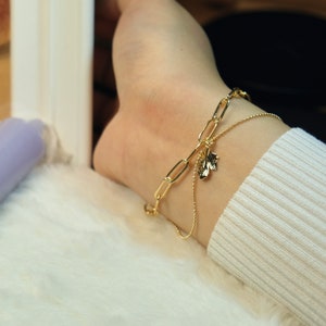Custom Paperclip Armband-Perlenkette-Barock Perle-14k gold gefüllt Kette-stapelfrei Größe-handgemacht-Geschenk-Geburtstag-Jubiläum-Mutter