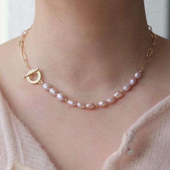 Chunky Paperclip and Pearl Necklace SET Rice Pearl Choker Large Baroque  Pendant Gold Filled Paperclip Chain Dainty Pearl Choker Gf - Etsy | Pearl  jewelry design, Jewelry accessories ideas, Jewelry lookbook