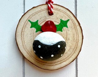 English Sea Glass Christmas Pudding Christmas Ornament, Decoration small