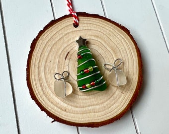 English Sea Glass Christmas Tree Christmas Ornament, Decoration