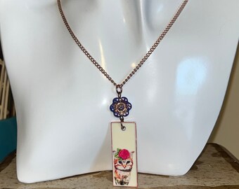 Cat Tile Bar Necklace