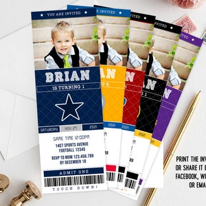 Digitales Fußball Ticket-Geburtstagseinladung | 2,5x7" Template Printable | Personalisierte Einladungskarte