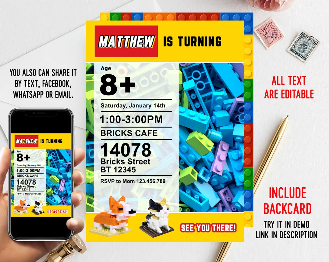 Digital Colorful Birthday Invitation 5x7 Template Printable ...