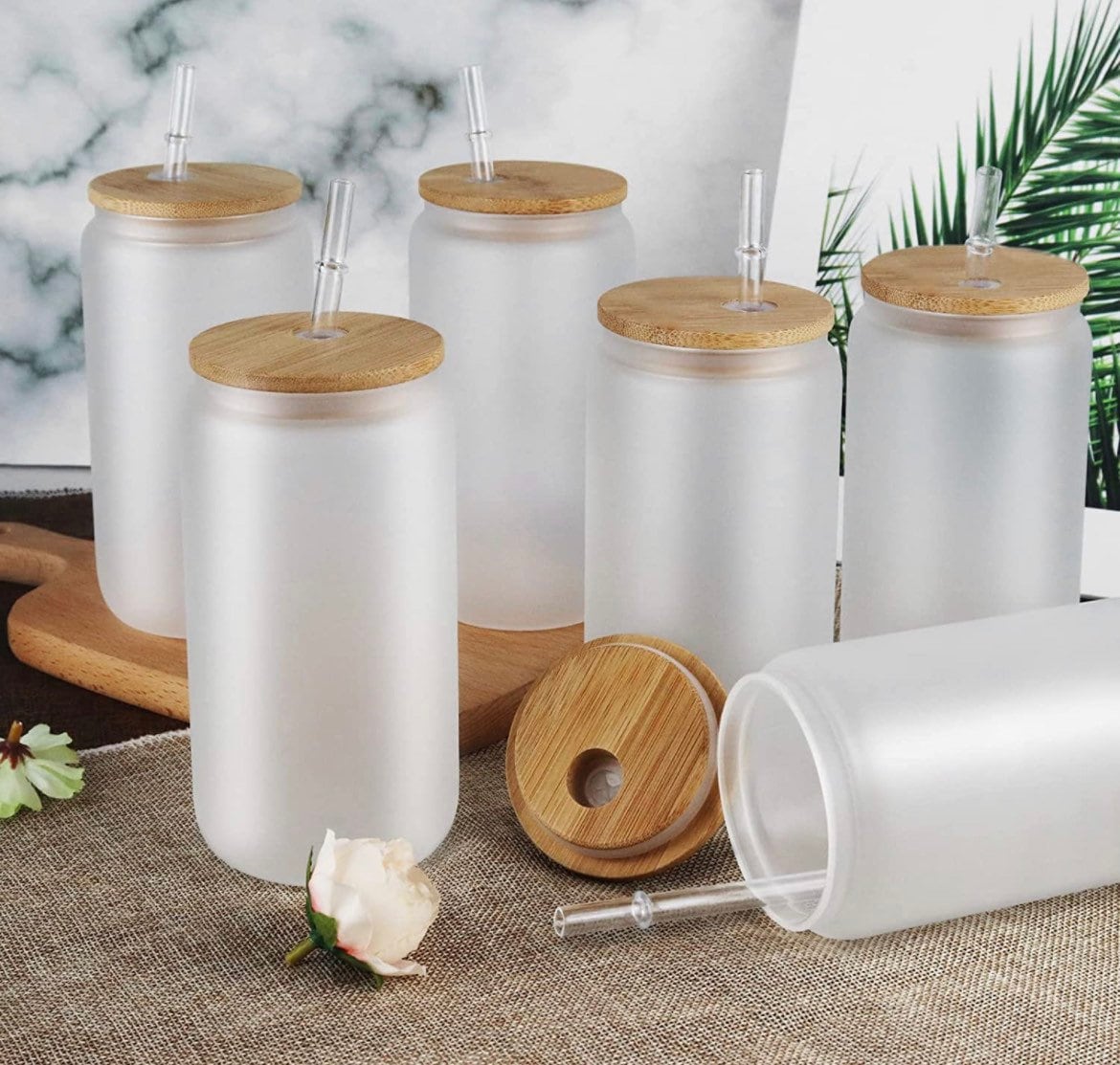 16oz Glass Jars With Straws With Lids And Straws Sublimation Blanks For  Iced Coffee, Beer, And More US CA Stock From Bazaarlife, $3.1