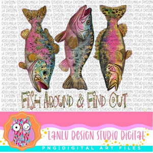 Pesque e descubra peixes vibrantes PNG Clipart Digital Download | |Sublimação de 300 DPI e download digital para impressão DTF|
